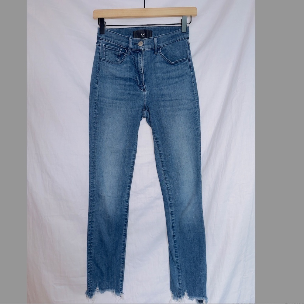 3X1 Made Here High Waisted Denim Frayed Hema Ankle Skinny Jeans in Remo size 25